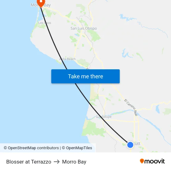 Blosser at Terrazzo to Morro Bay map