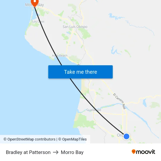 Bradley at Patterson to Morro Bay map