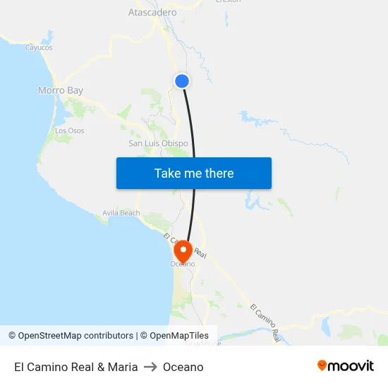 El Camino Real & Maria to Oceano map
