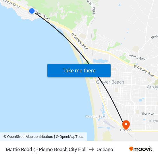 Mattie Road @ Pismo Beach City Hall to Oceano map
