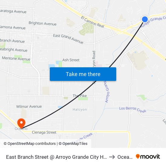 East Branch Street @ Arroyo Grande City Hall Wb to Oceano map