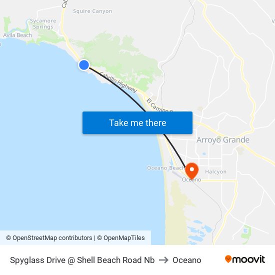 Spyglass Drive @ Shell Beach Road Nb to Oceano map