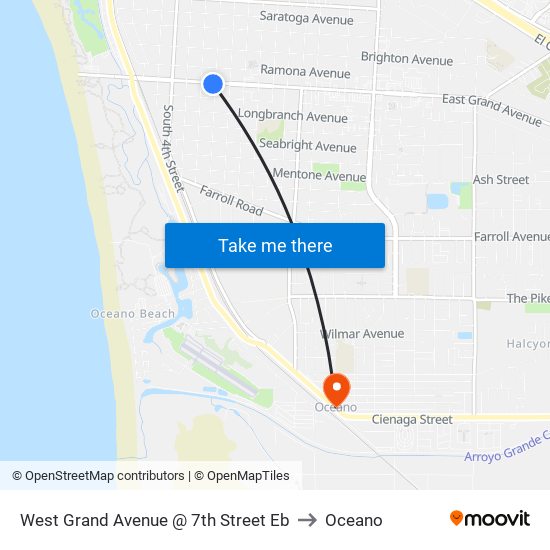 West Grand Avenue @ 7th Street Eb to Oceano map