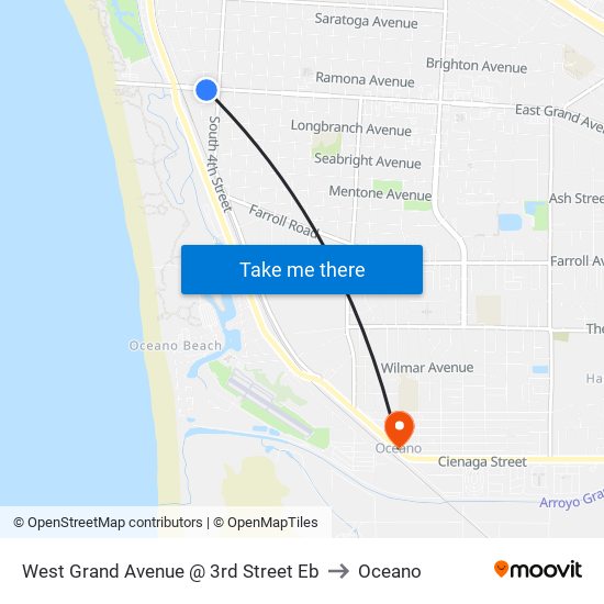 West Grand Avenue @ 3rd Street Eb to Oceano map