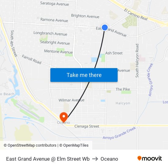 East Grand Avenue @ Elm Street Wb to Oceano map