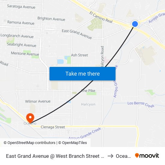 East Grand Avenue @ West Branch Street Wb to Oceano map