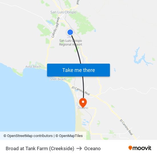 Broad at Tank Farm (Creekside) to Oceano map