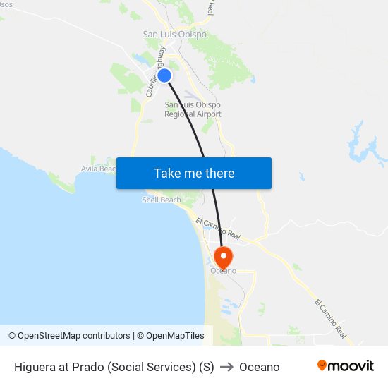 Higuera at Prado (Social Services) (S) to Oceano map