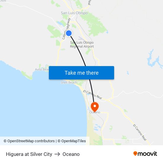 Higuera at Silver City to Oceano map