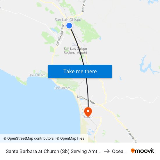 Santa Barbara at Church (Sb) Serving Amtrak to Oceano map