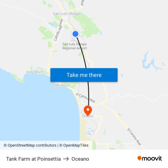 Tank Farm at Poinsettia to Oceano map