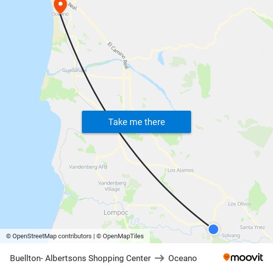 Buellton- Albertsons Shopping Center to Oceano map