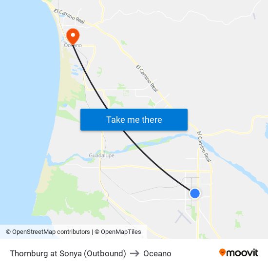 Thornburg at Sonya (Outbound) to Oceano map