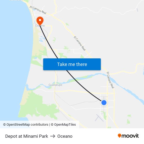 Depot at Minami Park to Oceano map