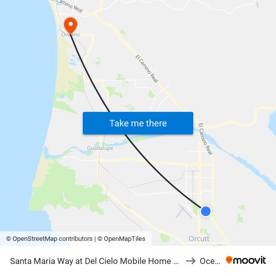 Santa Maria Way at Del Cielo Mobile Home Park (Outbound) to Oceano map