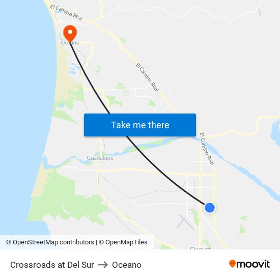 Crossroads at Del Sur to Oceano map