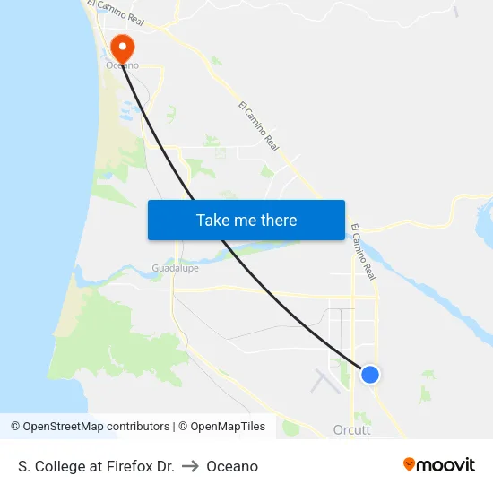 S. College at Firefox Dr. to Oceano map
