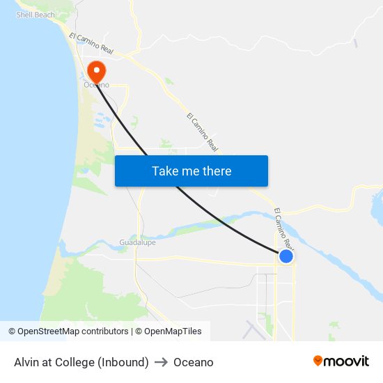 Alvin at College (Inbound) to Oceano map