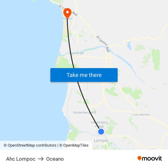 Ahc Lompoc to Oceano map