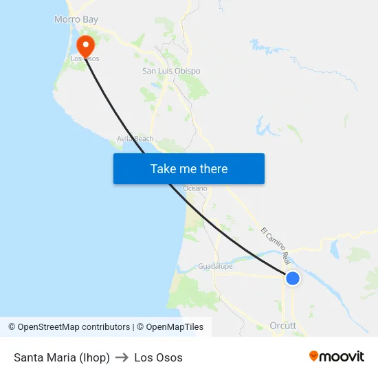 Santa Maria (Ihop) to Los Osos map