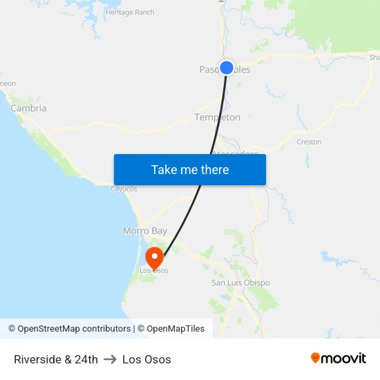 Riverside & 24th to Los Osos map