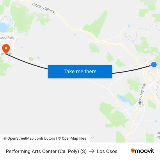 Performing Arts Center (Cal Poly) (S) to Los Osos map