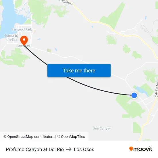 Prefumo Canyon at Del Rio to Los Osos map
