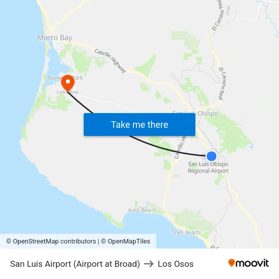 San Luis Airport (Airport at Broad) to Los Osos map