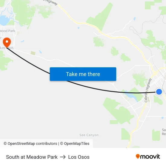 South at Meadow Park to Los Osos map