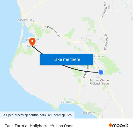 Tank Farm at Hollyhock to Los Osos map