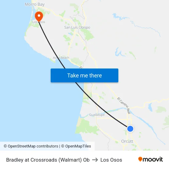 Bradley at Crossroads (Walmart) Ob to Los Osos map