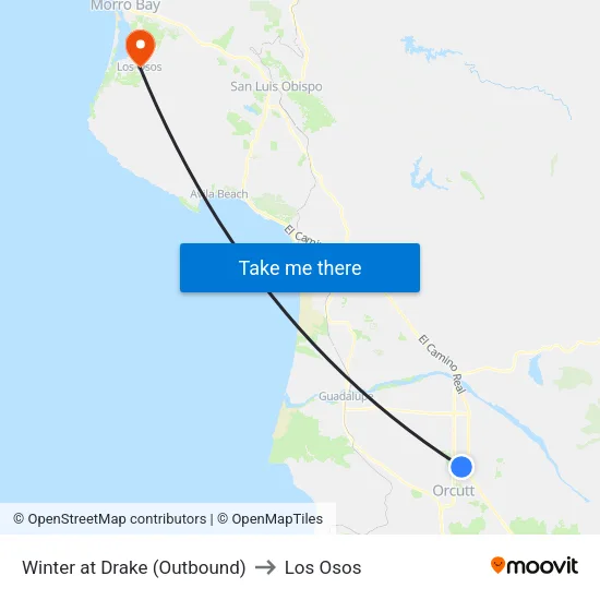 Winter at Drake (Outbound) to Los Osos map