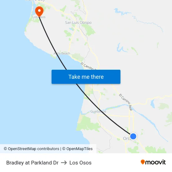 Bradley at Parkland Dr to Los Osos map