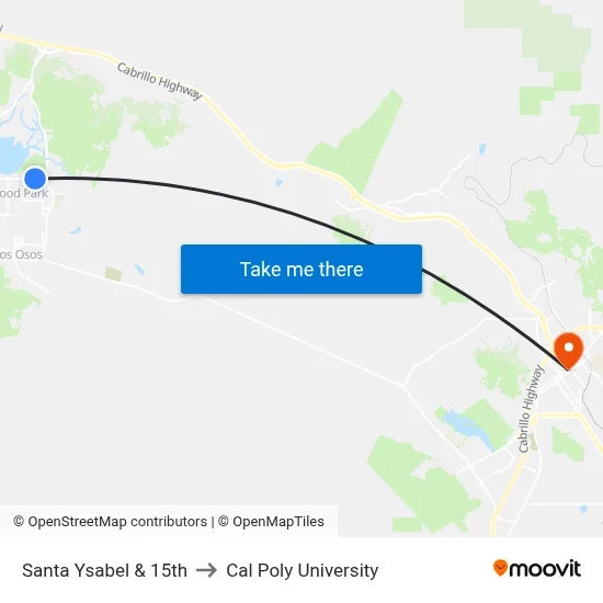 Santa Ysabel & 15th to Cal Poly University map