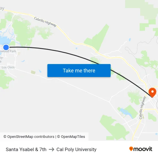 Santa Ysabel & 7th to Cal Poly University map