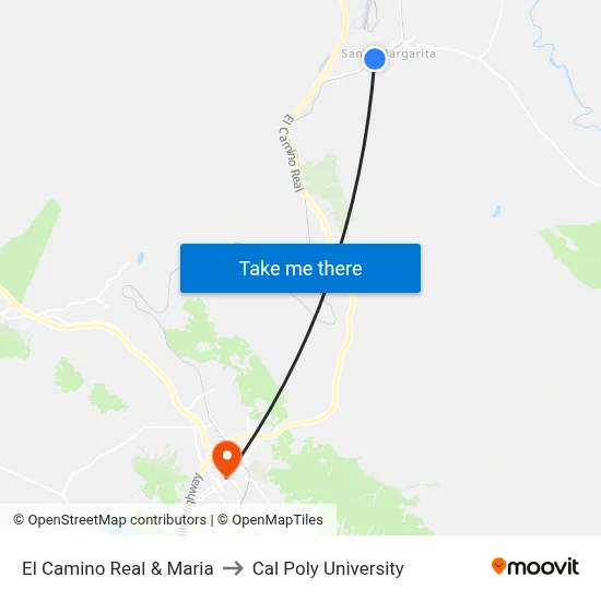 El Camino Real & Maria to Cal Poly University map