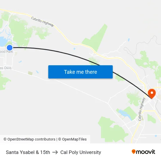 Santa Ysabel & 15th to Cal Poly University map