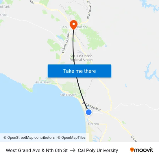West Grand Ave & Nth 6th St to Cal Poly University map