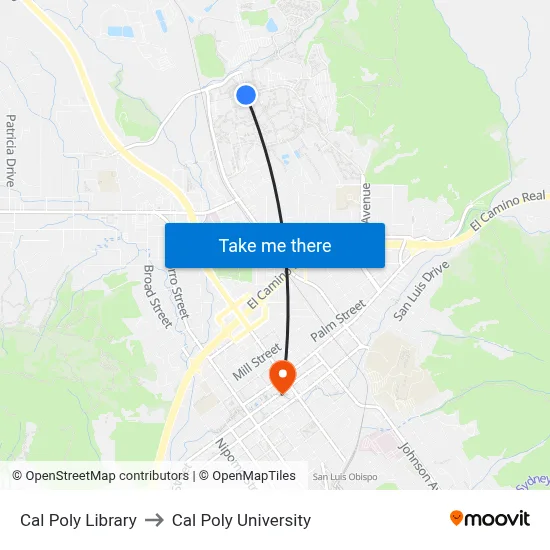Cal Poly Library to Cal Poly University map