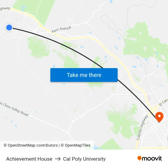 Achievement House to Cal Poly University map