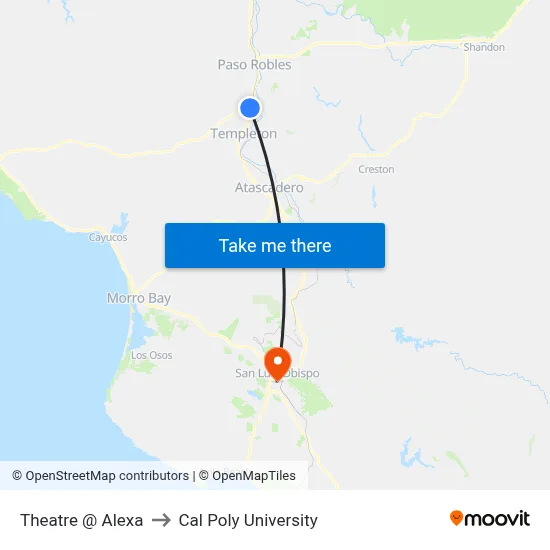 Theatre @ Alexa to Cal Poly University map
