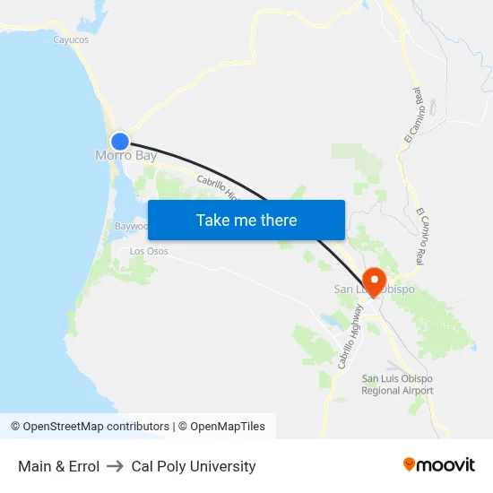 Main & Errol to Cal Poly University map