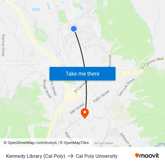 Kennedy Library  (Cal Poly) to Cal Poly University map