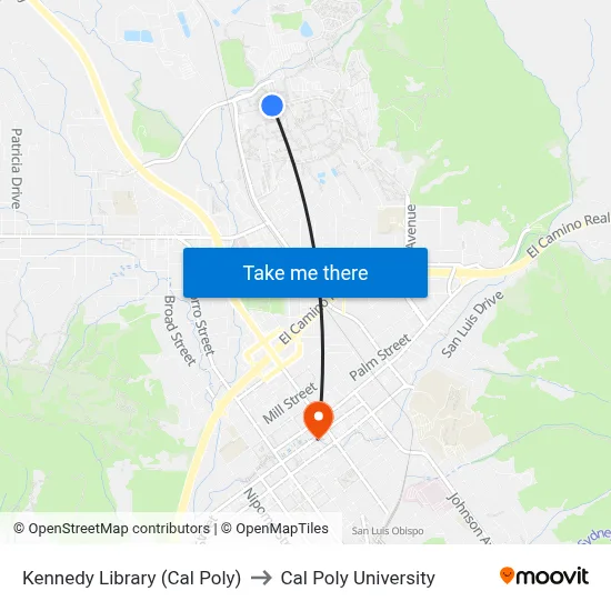 Kennedy Library (Cal Poly) to Cal Poly University map