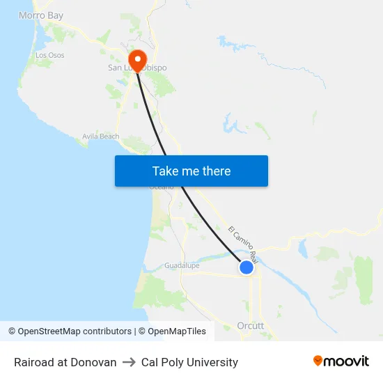 Rairoad at Donovan to Cal Poly University map