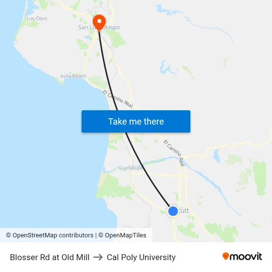 Blosser Rd at  Old Mill to Cal Poly University map