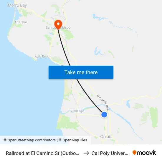 Railroad at El Camino St (Outbound) to Cal Poly University map