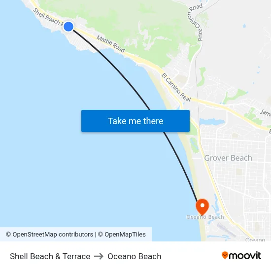 Shell Beach & Terrace to Oceano Beach map
