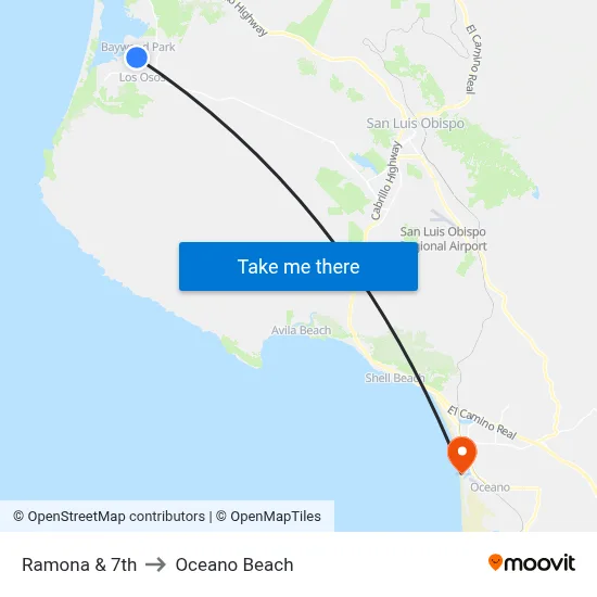 Ramona & 7th to Oceano Beach map