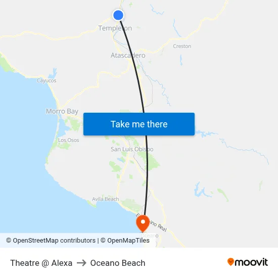 Theatre @ Alexa to Oceano Beach map